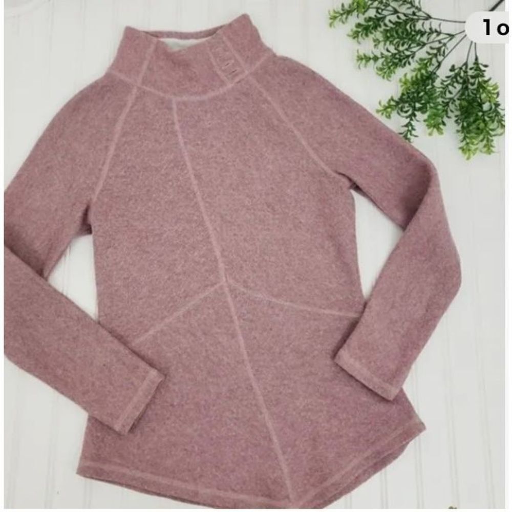 Prana Mattea Sweater Funnel Neck Wool Blend Sweater Pink Cozy Outdoor Hiking XS - Picture 2 of 9